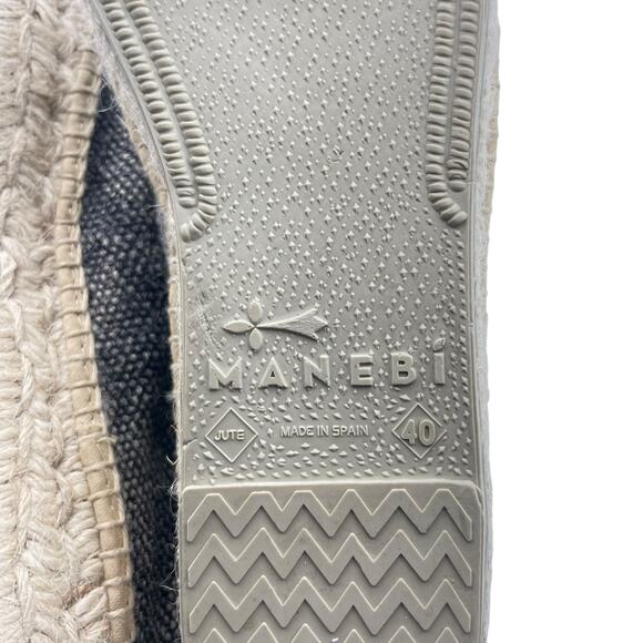 Manebi Double Sole Black Beige Two Tone Slip On Platform Espadrilles Flat Shoes - Picture 9 of 10